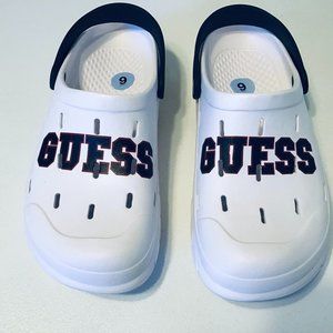 GUESS Mens Croc Style White Black Trimmed Shoes US SZ 9M NEW